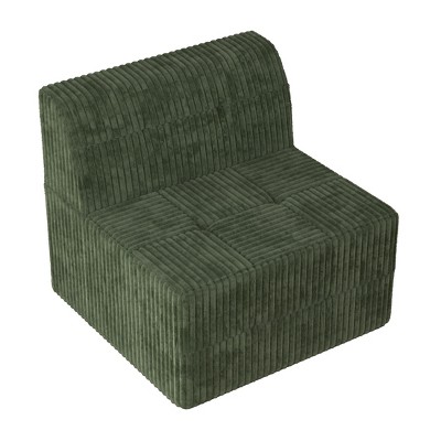 DOMETOUR Single Seat Corduroy Sleeper Sofa, Modern Minimalist Compressed Sectional Couch for Living Room/Bedroom, Space-Saving, Green