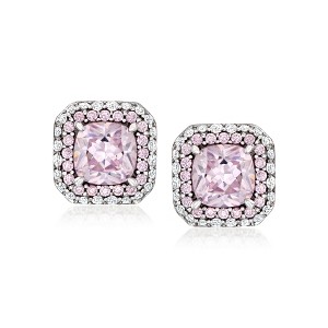 Ross-Simons 3.60 ct. t.w. Simulated Pink Sapphire Earrings With .50 ct. t.w. Czs in Sterling Silver - 1 of 3