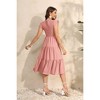 Summer Maternity Dress Ruffle Tiered Dress Smocked Shirred Midi Dress with Mini Cap Sleeve Round Neck Flowy Dress for Baby Shower Photography - 2 of 4