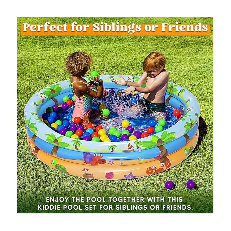 2 Pack 47" Baby Pool, Float Kiddie Pool, Inflatable Baby Swimming Pool with 3 Ring, 3 of 10
