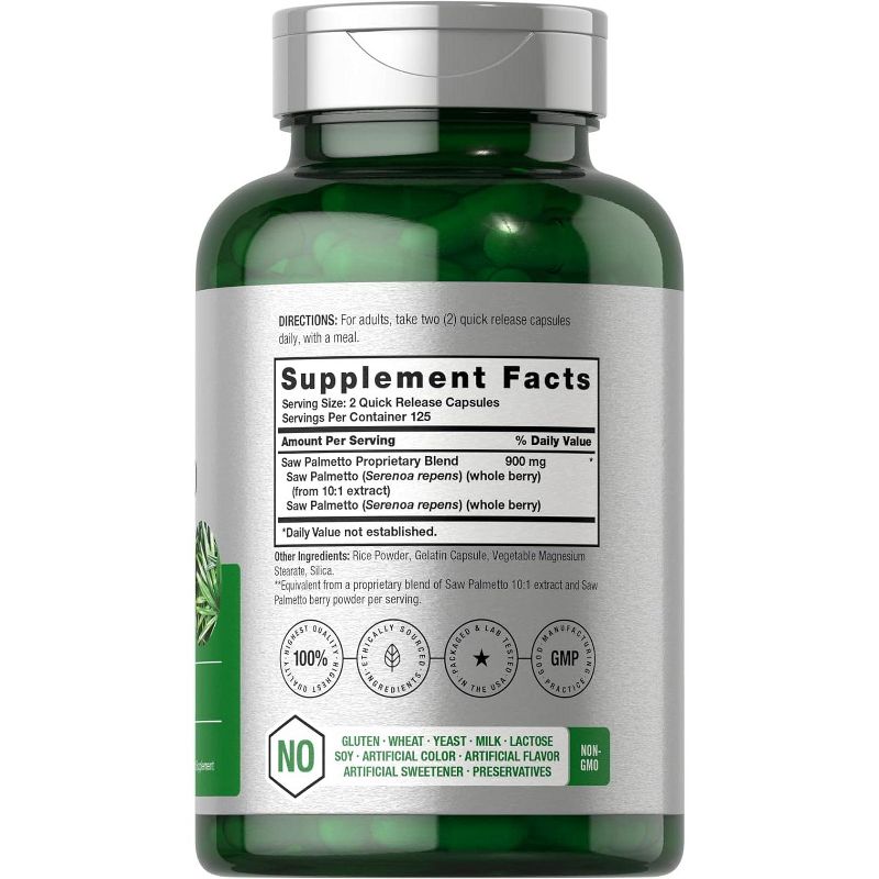 Carlyle Saw Palmetto Extract | 900mg | 250 Capsules, 2 of 3