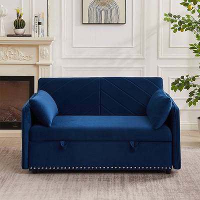 Sofa Bed Couch, Convertible Sofa Bed With Bedhead, Pull Out Bed, Removable Storage Pockets, 2 Pillows, Lounge Chaise