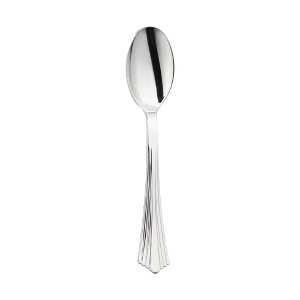 Smarty Had A Party Metallic Groove Silver Plastic Spoons - 600 pcs - 1 of 4
