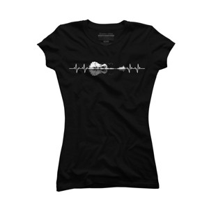 Junior's Design By Humans Nature Guitar Heart Beat By Maryedenoa T-Shirt - 1 of 2