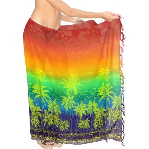 LA LEELA Women's Beachwear Sarong Coverups Bikini Skirt Swimsuit Swim Cover Up Summer Wraps Swimwear Beach Wrap Skirts for Women One Size Multi,Tree - 1 of 4