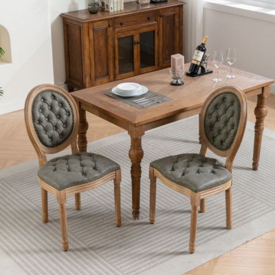 Vintage Upholstered Armless Dining Chairs Set of 2 with Solid Wood Frame, Cushioned Seat and Backrest for Kitchen or Dining Room – The Pop Home