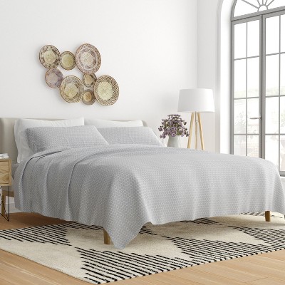 California King Gray Honeycomb Pattern Microfiber Sheet Set