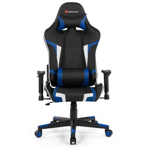 Costway Massage Gaming Chair Reclining Swivel Racing Office Chair w/Lumbar Support White\Blue\Grey\Red - 1 of 4