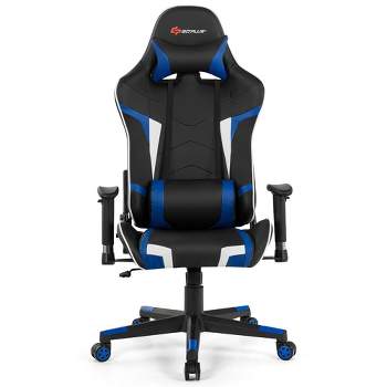Costway Massage Gaming Chair Reclining Swivel Racing Office Chair w/Lumbar Support White\Blue\Grey\Red