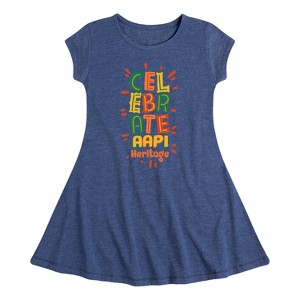 Girls' - Instant Message - Celebrate AAPI Heritage Fit & Flair Cap Sleeve Graphic Dress - 1 of 3