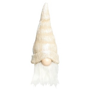 Transpac Resin 8 in. Cream Christmas Knit Cap Gnome Figurine - 1 of 2