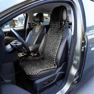 Zone Tech Beaded Seat Cover for Cars - Cooling, Massage Cushion, Car Seat Natural Wooden Beads for Semi Truck, Trailer, Car (Black) - 1 of 4