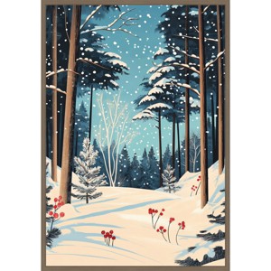 Amanti Art 23"x33" Christmas Snowy Forest by Pictufy Studio Framed Canvas Wall Art Print - 1 of 4