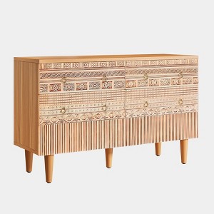 Tribesigns 6-Drawer Dresser, 47-Inch Boho Accent Dresser with 6 Carved Drawers, Double Wide Chest of Drawers for Living Room, Bedroom - 1 of 4