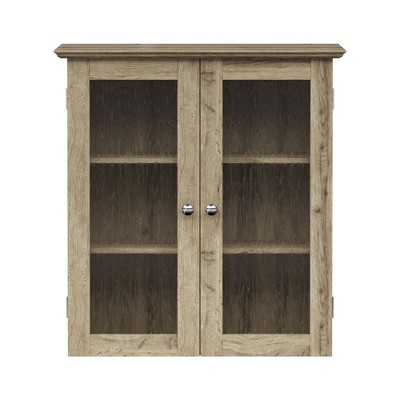 Connor Light Oak Two-Door Wall Cabinet with Adjustable Shelves