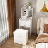 JUJABU 3-in-1 Vanity Table Set with Mirror & Storage Stool - White - 4 of 4
