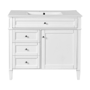 Akoasm 36 in. W Modern Single Sink Bathroom Vanity with 2 Drawers and a Tip-out Drawer-White - 1 of 4