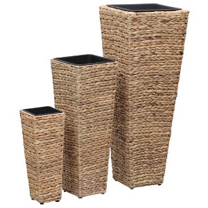 vidaXL Garden Planters 3 pcs Water Hyacinth Black - 1 of 4