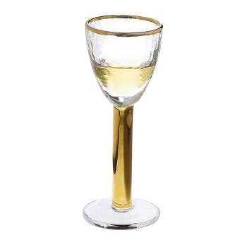 Classic Touch Set of 6 Stemmed Liquor Glasses with Gold Stem and Rim