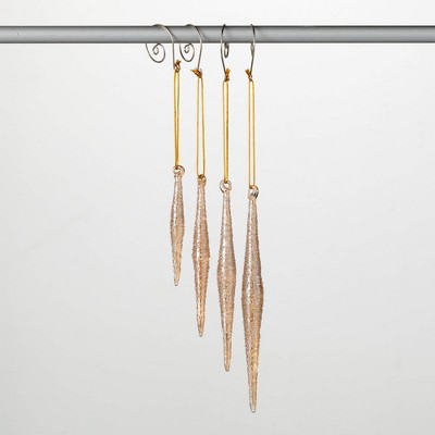 3.5", 4.5", 5.5" & 6.5" Sullivans Boxed Icicle Christmas Ornaments Set of 4, Gold, Christmas Tree Decor