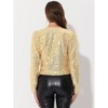 Allegra K Women's Long Sleeve Sparkly Sequin Crop Open Front Jackets - 4 of 4