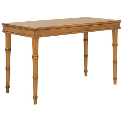 Transitional Bamboo-Inspired Single Drawer Writing Desk - Brown