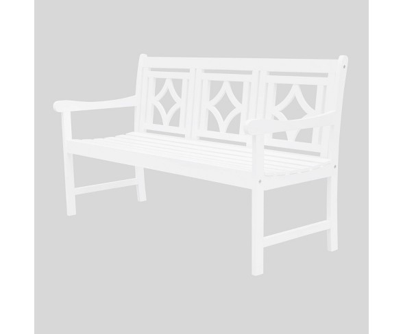 Bradley 3pc Rectangle Wood Outdoor Patio Dining Set - White - Vifah