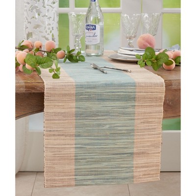 Turquoise and Beige Water Hyacinth Table Runner