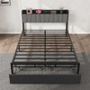 Bed Frame with Storage Drawer, Industrial Twin Platform Bed with Upholstered Headboard and Charging Station, No Box Spring Needed, Black - 4 of 4