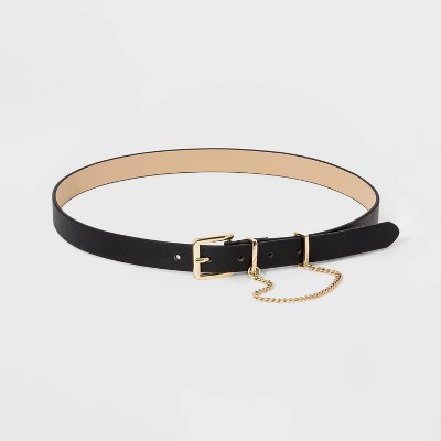 black leather chain belt