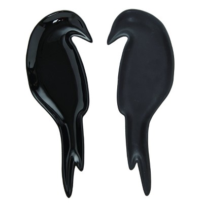 Transpac Halloween Black Ceramic Raven Plate 11 inch.