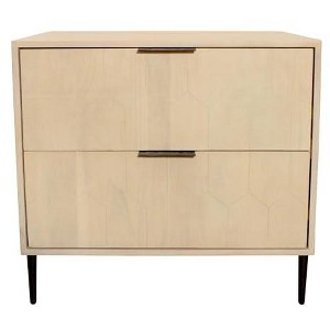 Moti Ren 2-Drawer Nightstand in Contemporary Aged Natural Finish on Solid Wood - 1 of 4
