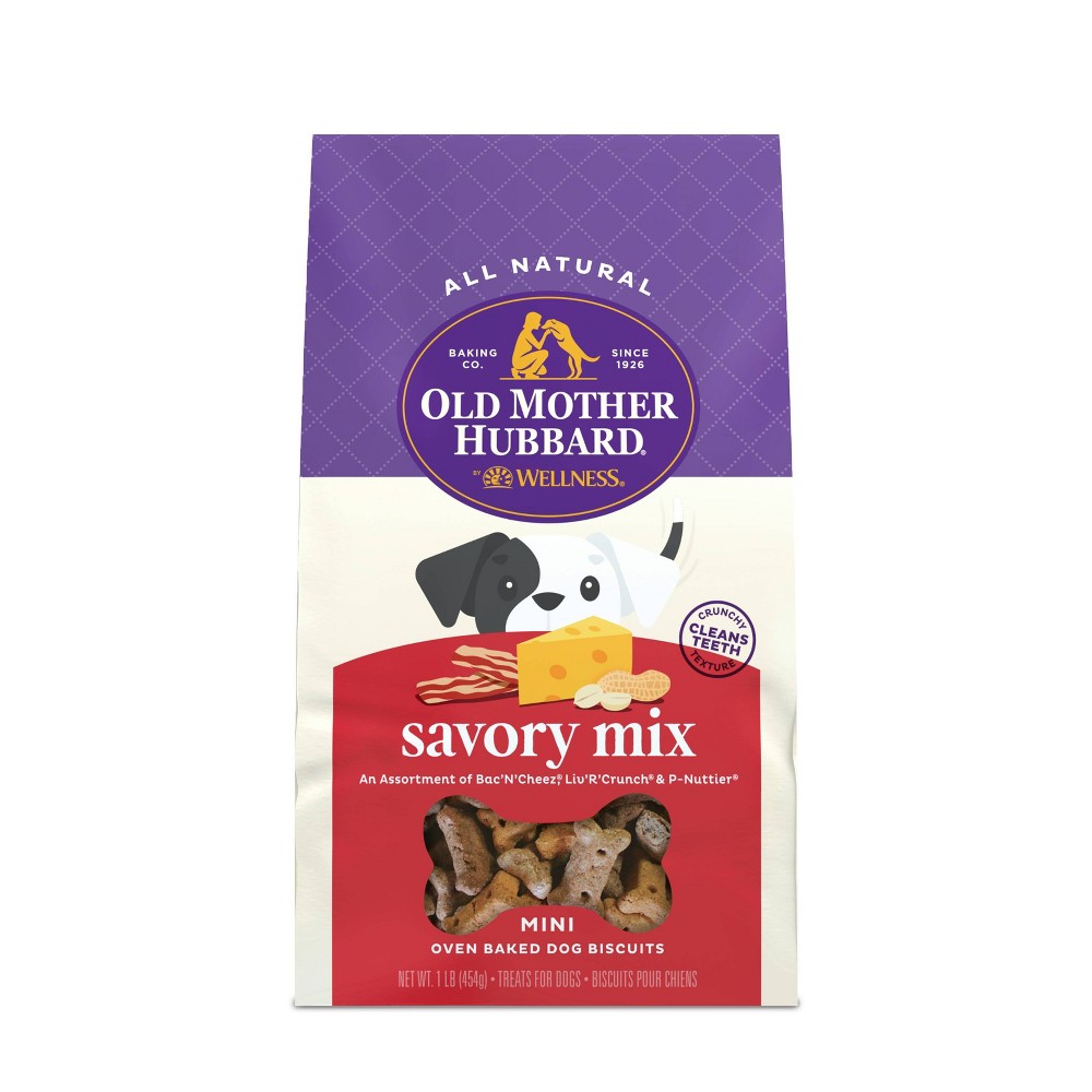 Photos - Dog Food Old Mother Hubbard by Wellness Savory Mix with Peanut Butter, Carrot, Liver, Cheese, Apple and Bacon Mini Dog Treats - 16oz