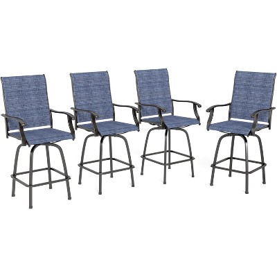 Simple Trending 4, Bar Height Patio Chairs, High Top Patio Chairs, Supports 300 lbs (Blue Fabric)