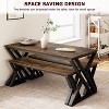 Jojoka Kitchen Dining Table Set for 4 with Benches, 44Inch Rectangular Modern MDF Table with X-Shaped Metal Frame, Space-Saving Design - 4 of 4