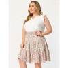 Agnes Orinda Women's Plus Size Elastic High Waist Ruffle Hem Pleated Midi Floral Print A Line Skirts - 4 of 4