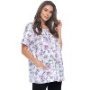 Casual Nights Women's Snap Front Smock Cobbler Woven Scrub Apron with Pockets - Blue Butterfly - 3X-Large - 2 of 4