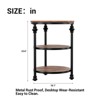 Round End Table with Storage Shelves, 3-Tier Farmhouse Side Table with Metal Legs, Rustic Accent Table for Living Room or Bedroom - 2 of 4