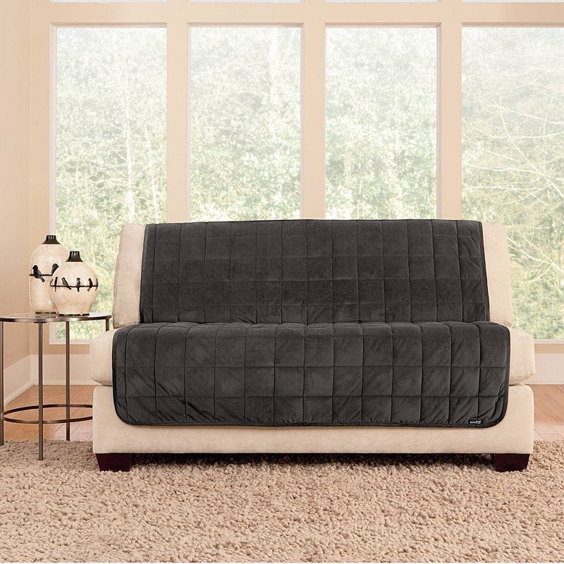 Antimicrobial Quilted Armless Loveseat Furniture Protector - Sure Fit, 3 of 5