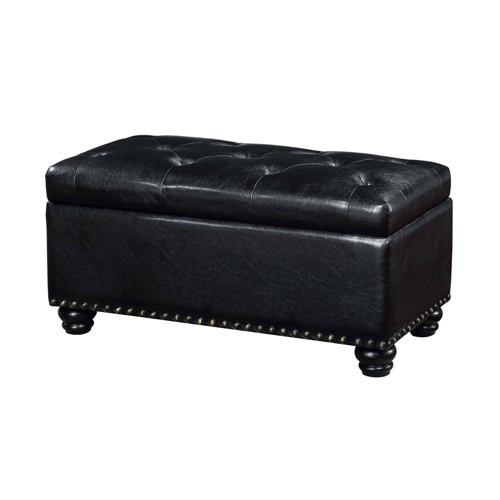 Photos - Pouffe / Bench 7th Avenue Storage Ottoman Black - Breighton Home: Elegant Button-Tufted, Nailhead Trim, Wood Frame