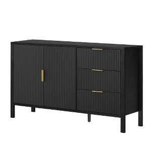 Lyngins Sideboard Buffet Cabinets with 3 Drawers,Hooks,Extra Center Leg,Wave-Pattern Coffee Bar Cabinets,Credenzas for Kitchen,Entryway - 1 of 4