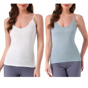 INSPIRE CHIC Women's 2 Pcs Camisole Scoop Neck Sleeveless Tank Undershirt Spaghetti-Strap Pajama Tops - 1 of 4