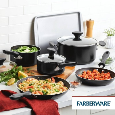 Black 15-Piece Nonstick Aluminum Cookware Set with Tools