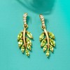 Ross-Simons 0.80 ct. t.w. Peridot Leaf Drop Earrings With Diamond Accents in 18kt Gold Over Sterling - 3 of 4