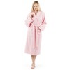 Linum Home Textiles 100% Turkish Cotton Unisex Personalized Terry Bathrobe Pink in White Script Font - 2 of 2