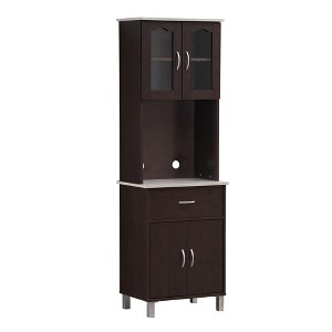 Hodedah HIK94 Kitchen China Cabinet w/ Transparent Doors, 4 Shelves, Choco-Grey - 1 of 4