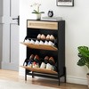 Shoe Storage Cabinet with 2 Flip Drawers, Natural Rattan Shoe Organizer with Metal Legs and Adjustable Shelf - 4 of 4