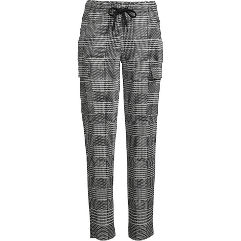 Lands' End Women's Sport Knit High Rise Cargo Ankle Pants - Jacquard -  Small - Black Glen Plaid