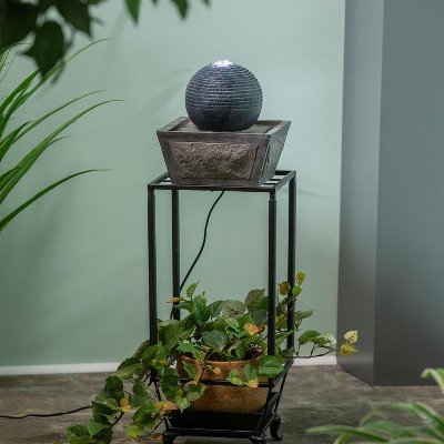 Evergreen Ridged Globe Fountain with Planter Shelf