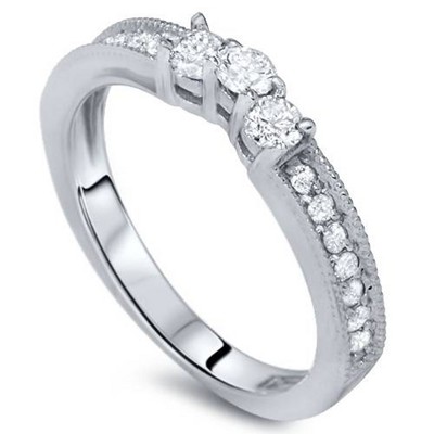 Pompeii3 1/3ct Curved Diamond Vintage Ring 14K White Gold